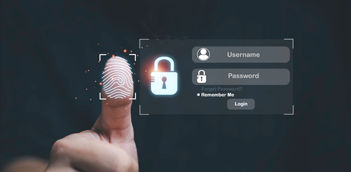 thumb pressed on a login screen 